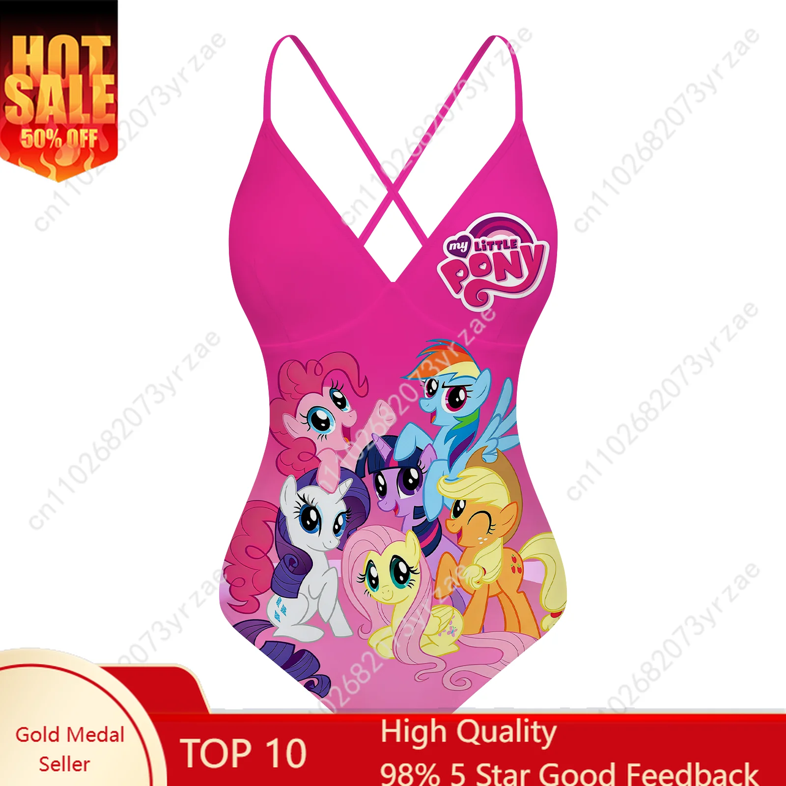 

My Little Pony V-neck Halter Back Swimsuit Womens Bathing Suits Pool Party Swimwear Fashion Sexy Bikini Custom Bathing Suits