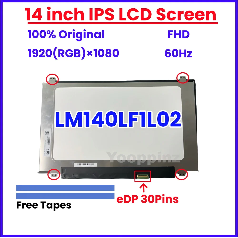 

14.0 inch IPS Laptop LCD screen LM140LF1L02 LM140LF1L 02 Replacement Display Panel Matrix 1920x1080 60Hz eDP 30Pins