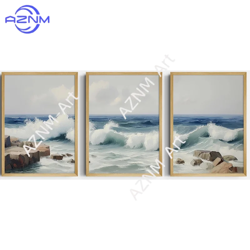 1/3Pcs Surfboard Wall Art Set - Palm Tree & Ocean Wave Prints - Beach House Decor - Surf Prints - Coastal 3 Piece Wall Art