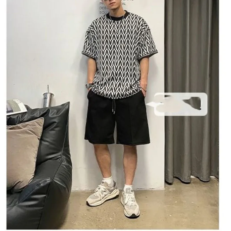 Men's New Summer Crew Neck Pullovers Printed Fashion Casual Loose Short Sleeve Versatile Handsome High Street T-shirt Tops