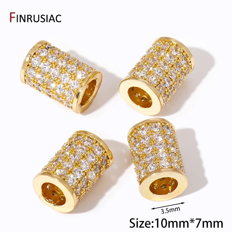 Großhandel mit 18 Karat vergoldeten Messing-Abstandsperlen mit großem Loch, Zirkon-Trenner-Perlen für Armbänder, DIY-Schmuckherstellungszubehör – Detail 25
