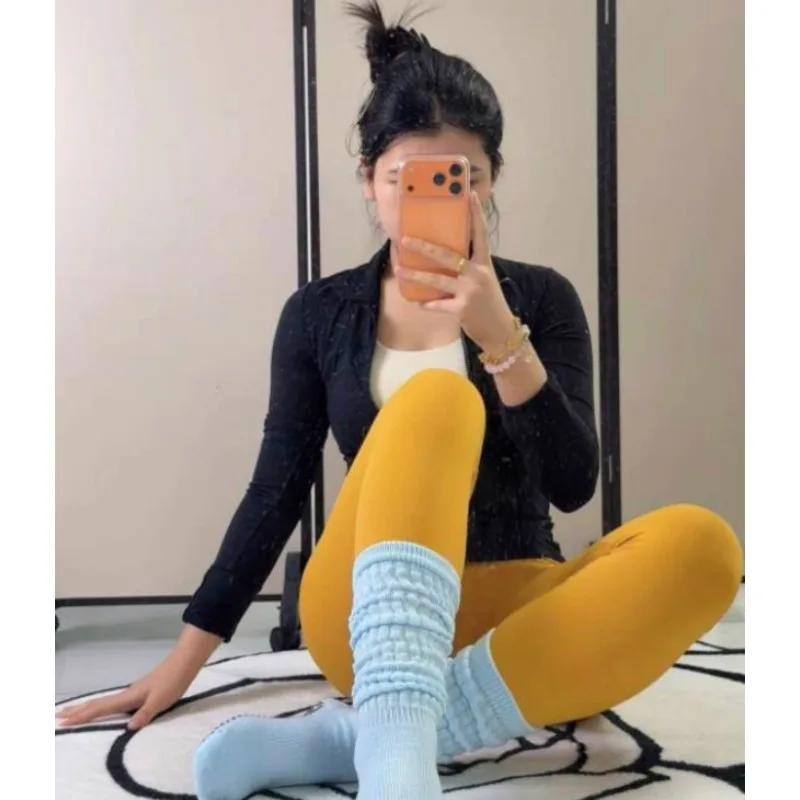 جوارب يوجا طويلة قابلة للتكديس ومضادة للانزلاق للنساء، جوارب رياضية للرقص واللياقة البدنية #1