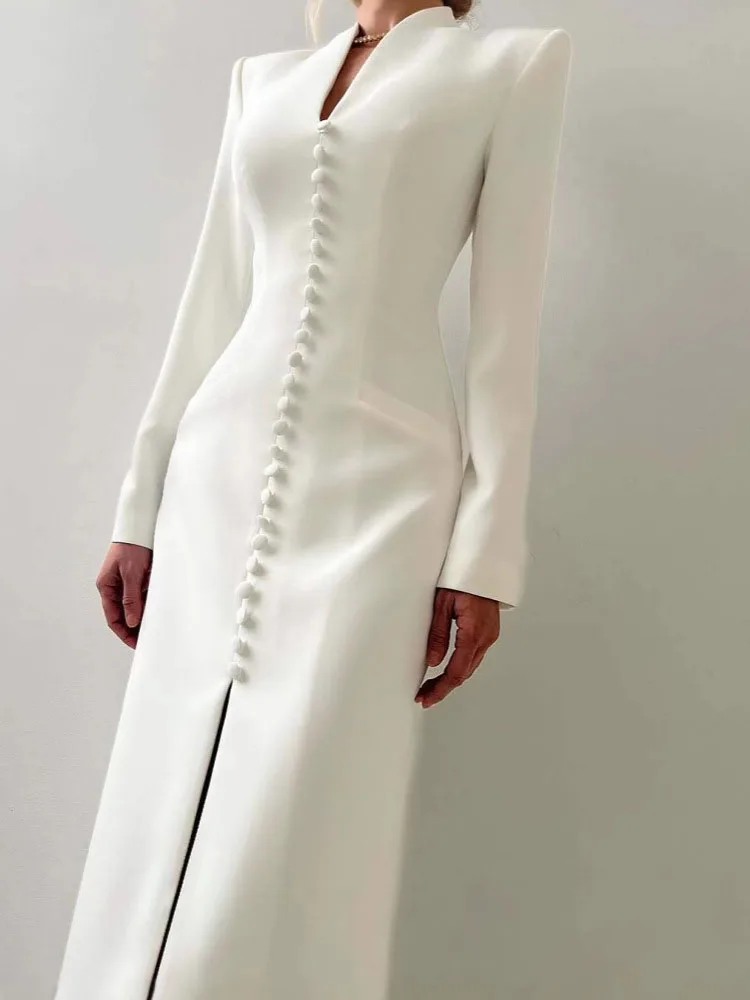 

Роскошное однобортное банкетное платье с v-образным вырезом во французском стиле, простое тонкое вечернее платье, женское платье с коротким рукавом и высокой талией, разрезом для поездок на работу