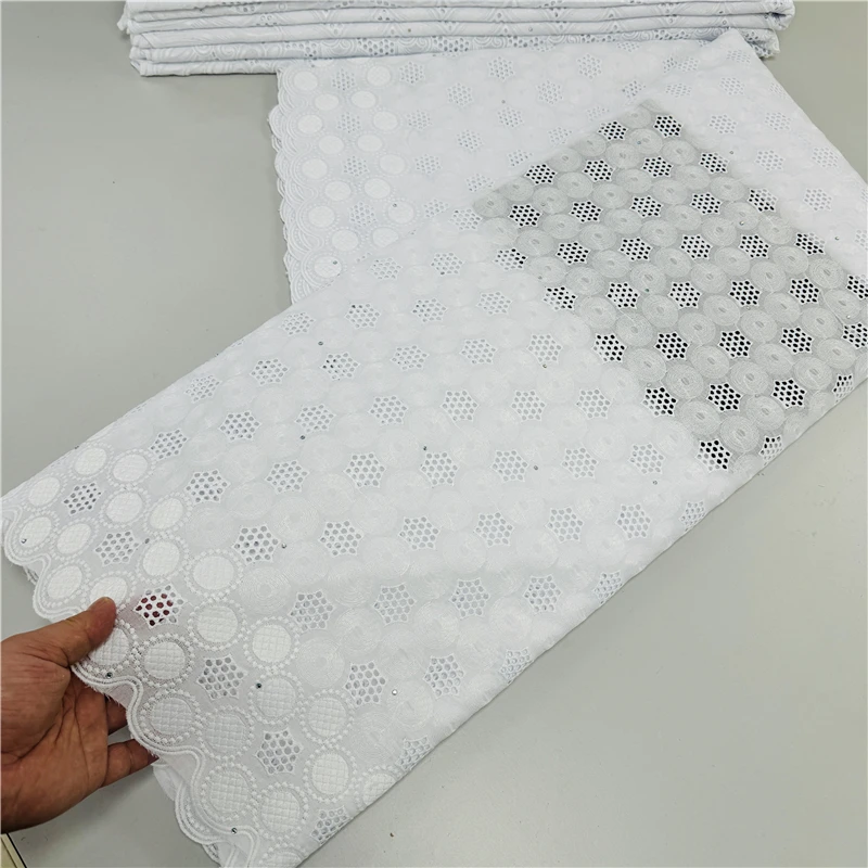 5 yard Pure white Swiss lace fabric Dry lace embroidery African 100% cotton fabrics Swiss voile lace Dubai style 12L2050801