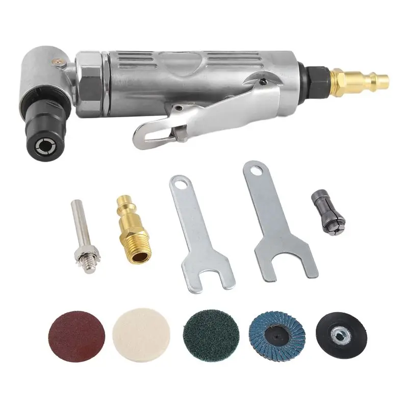 A21I-1/4 Inch Air Angle Die Grinder 90 Degree Pneumatic Grinding Machine Cut Off Polisher Mill Engraving Tools Set With Spanner