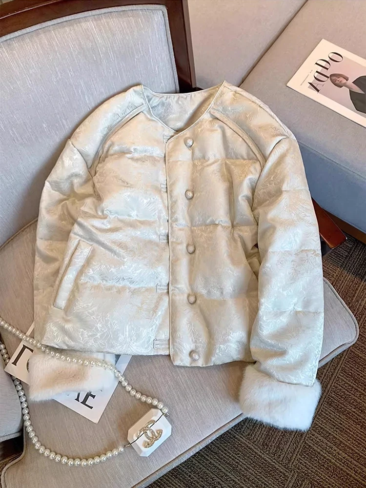 

Новый китайский хлопковый джат с цветочной вышивкой, круглый Ne для мужчин и женщин, осенне-зимний теплый модный топ с наполнителем