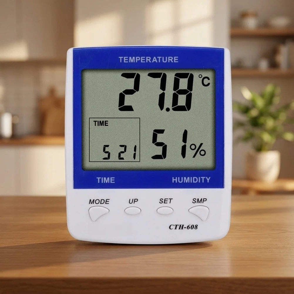 Digital Thermometer Hygrometer Indoor Temperature Humidity Monitor With Display for Max Min Memory Alarm Clock For Home Office