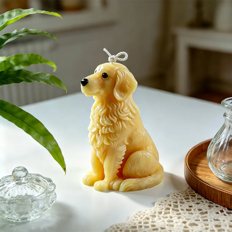 Golden Retriever Corgi Dog Candle Silicone Mold DIY Handmade Aromatherapy Candle Gypsum Epoxy Resin Mould Dog Home Decoration view 5