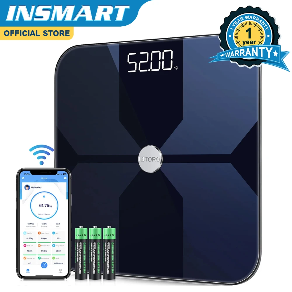 

INSMART Smart Body Fat Weight Scales Bioimpedance Scale Digital Balance Composition Analyzer Bluetooth WIFI Bathroom Scale