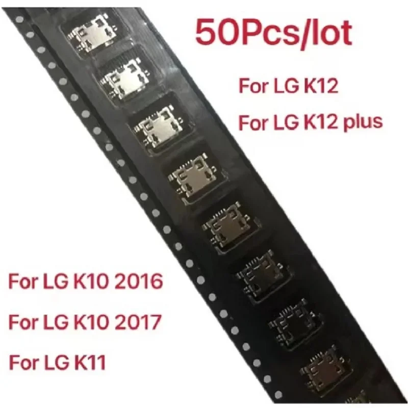 50 pcs/lot, USB charger jack connector socket charging port plug for LG K4 K9 K11 K10 2017 2016 K8 K12 plus V30 V40 Q60 K50