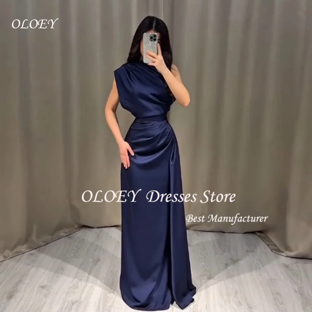 

OLOEY Customized Simple Straight Evening Dresses Sleeveless Floor-Length O-Neck For Women Formal Prom Gowns فساتين 2026