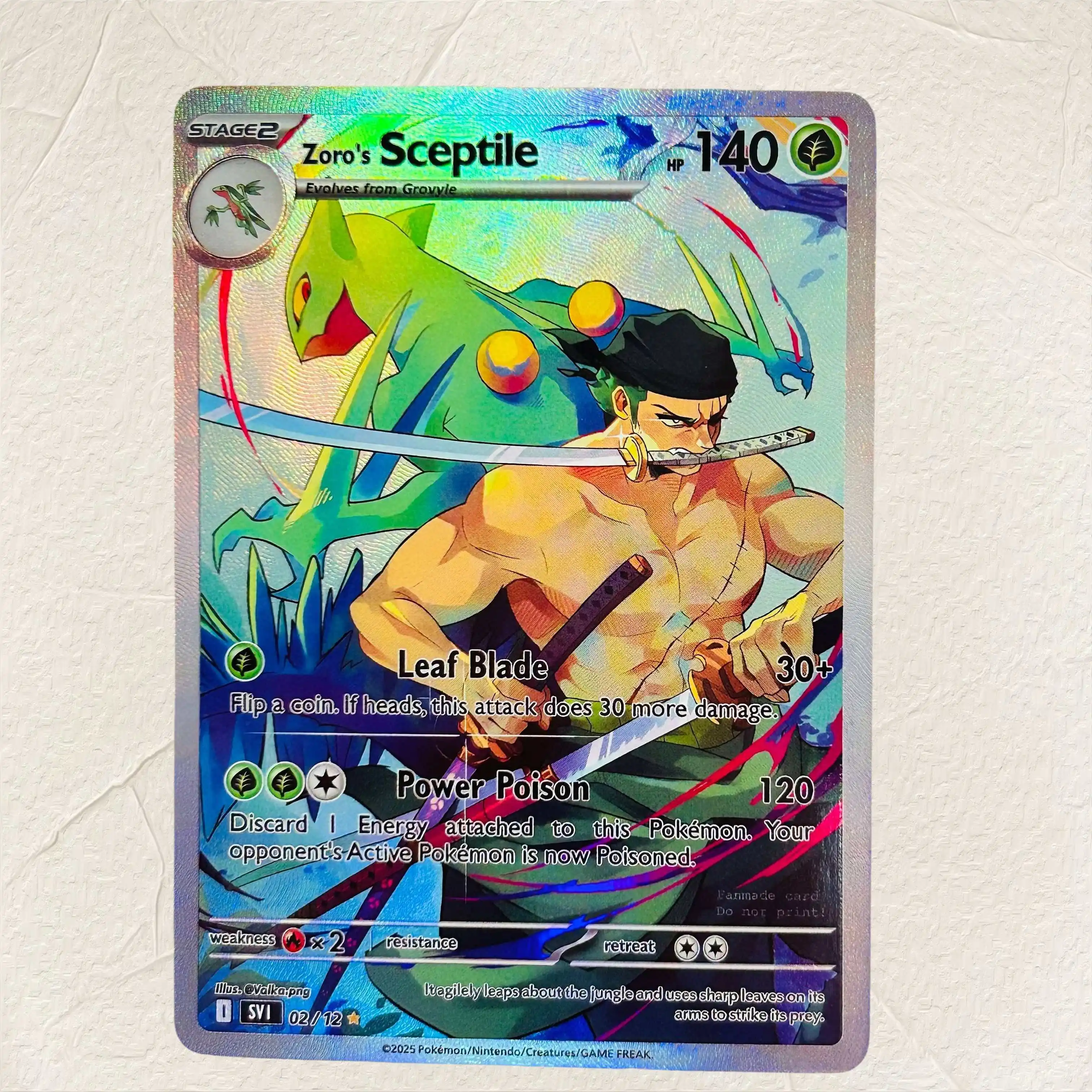 DIY Zoro's Sceptile 02/12 Foil Texture Cards English Version Collectible Grade Premium Anime Collection Cards