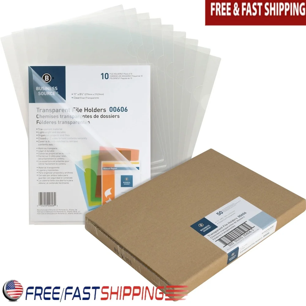 

Letter File Sleeve 8.5x11 Inch 20 Sheet Capacity Water Resistant Polypropylene Clear Document Holder 50 Pack Lightweight