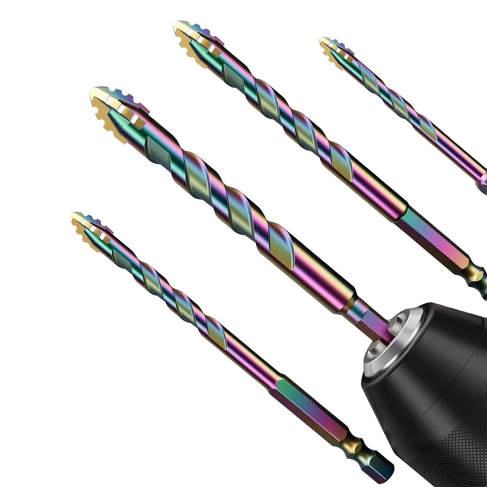 

Carbide Alloy Eccentric Drill Bits 4 Pcs for Tile Glass Wood Cement Metal Hex Shank 6mm 8mm 10mm 12mm for Smooth Drilling