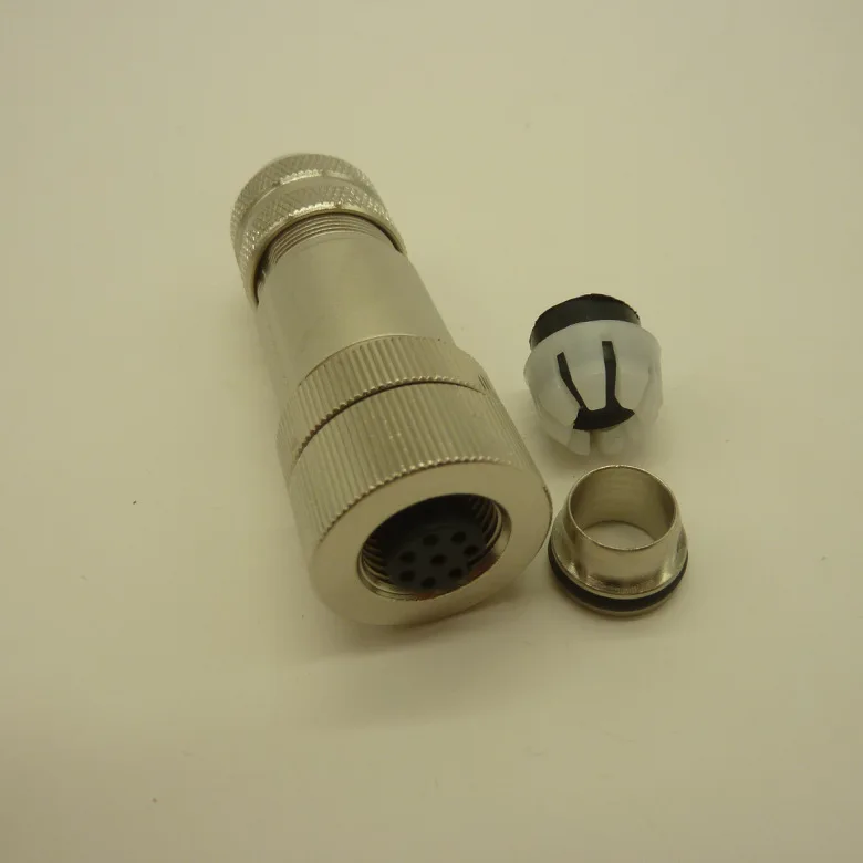 M12 all metal waterproof connector M12-8P welding free aviation plug on-site installation joint Electronics Production Machinery