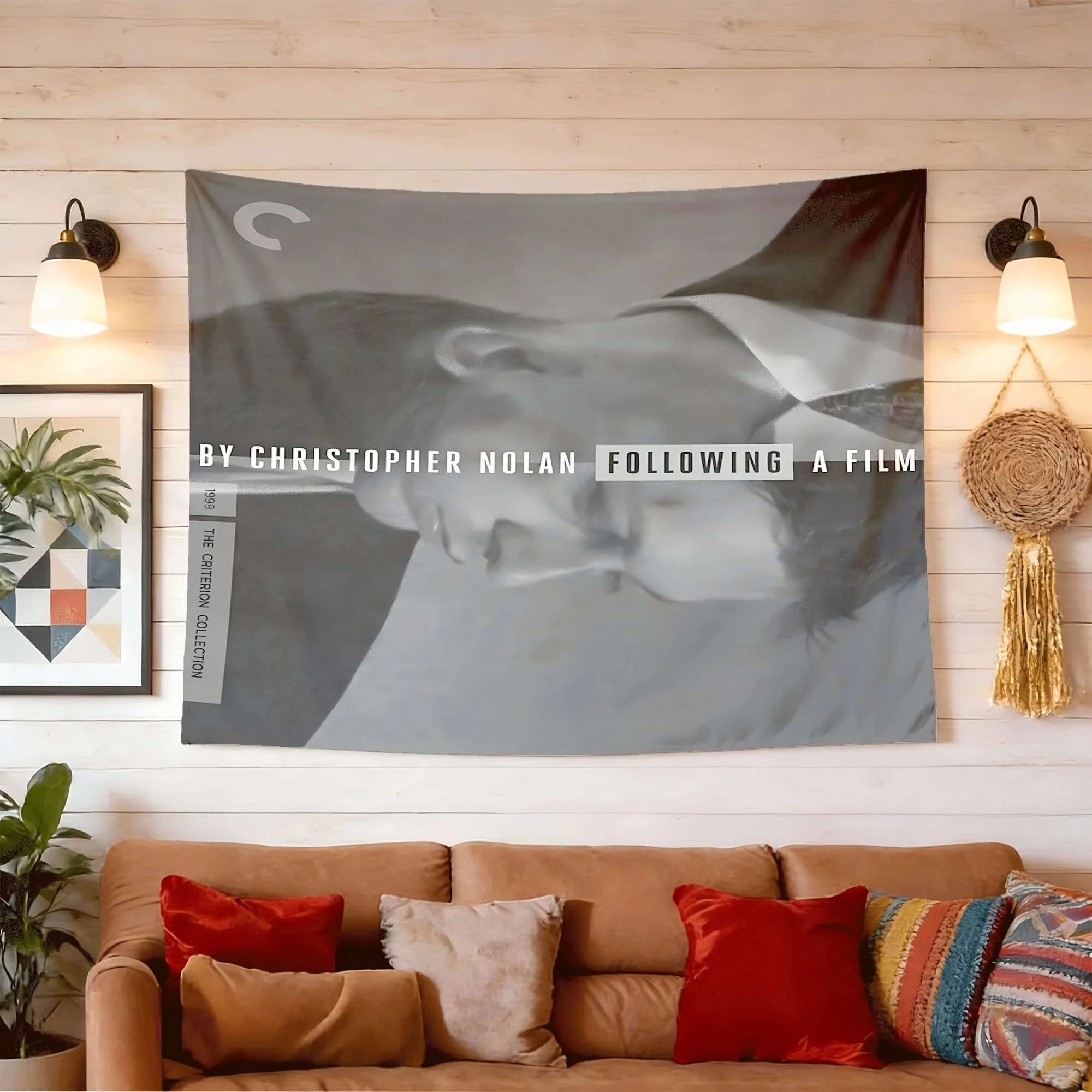 Following Movie Poster Tapestry - Horizontal Wall Hanging Suitable for Bedrooms, Dorm Rooms & Parties | Soft Peach Skin Fabric with Iconic Film
