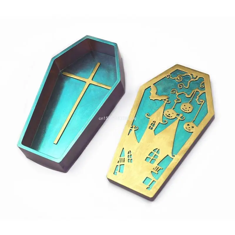 DIY Epoxy Crystal Halloween Coffin Box Mold Mirror Silicone Lids and Base Mold for Crafts Jewelry Storage Dropship