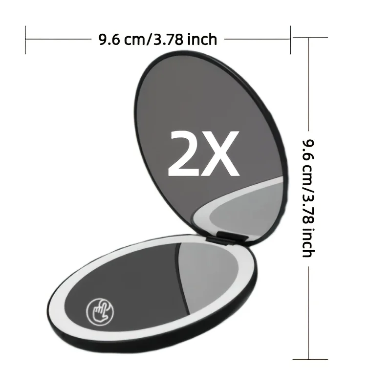 1X/2X Enlarged Handheld Makeup Mirror with Led Lighting, with USB Type-C Data Cable, Enlarged 2 Times on the Side of the Plane, Makeup, Makeup, Makeup, Clean Pores, Essential Goodies, Round Design, Exquisite and Compact, Convenient to Carry When Traveling, Gifts for Female Friends