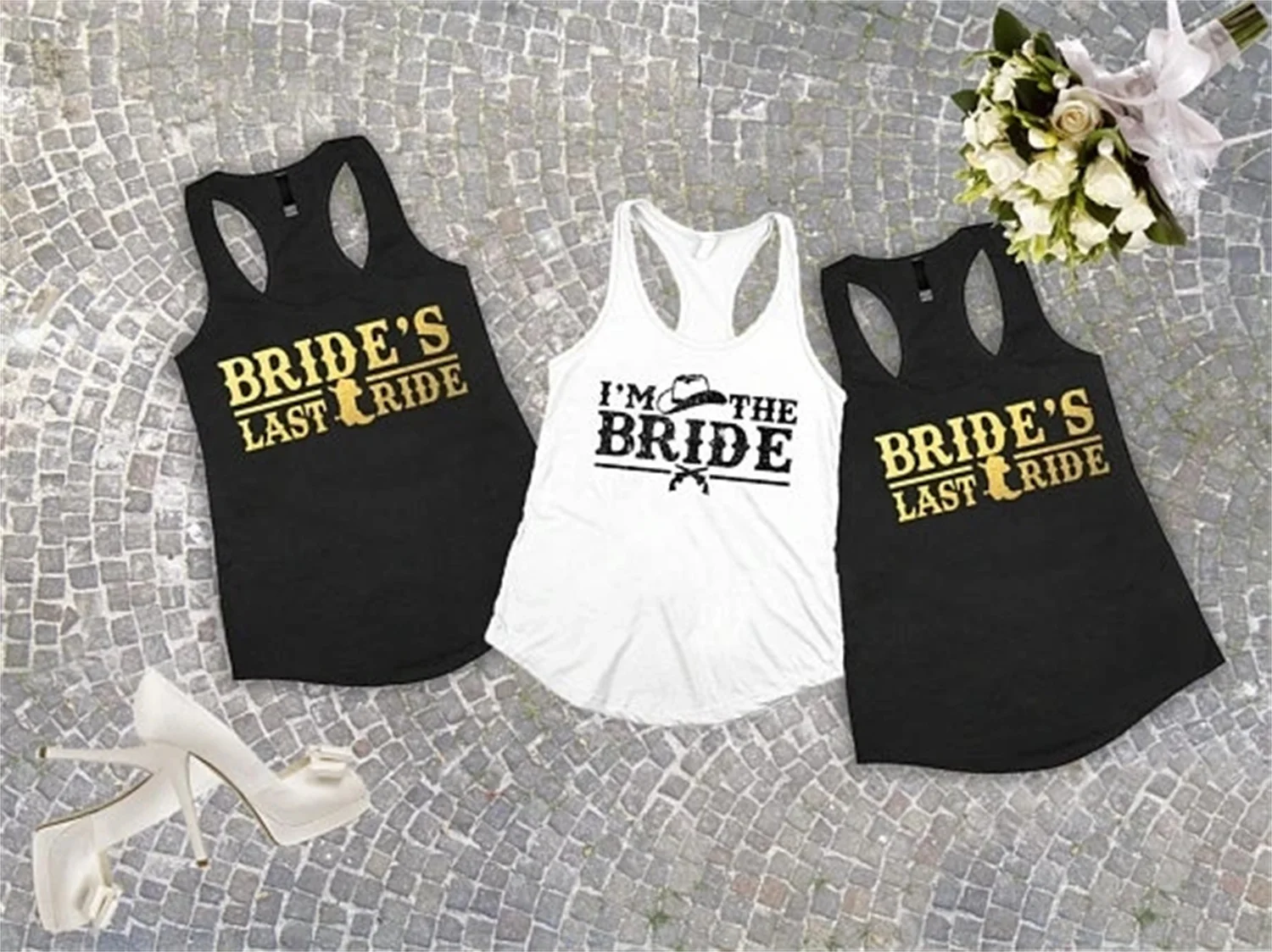 customize glitter Brides last ride country wedding Bachelorette Bridesmaids Tank tops tees bridal shower t Shirts Party  favors