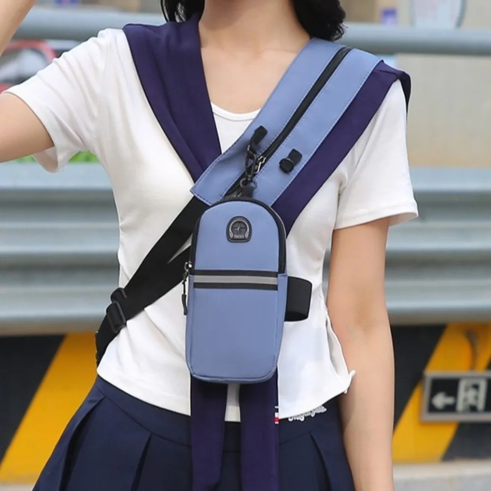

Cool Multifunctional Men's Chest Bag Lightweight Phone Bag Shoulder Crossbody Bag Solid Color with Packet Sports Backpack Women