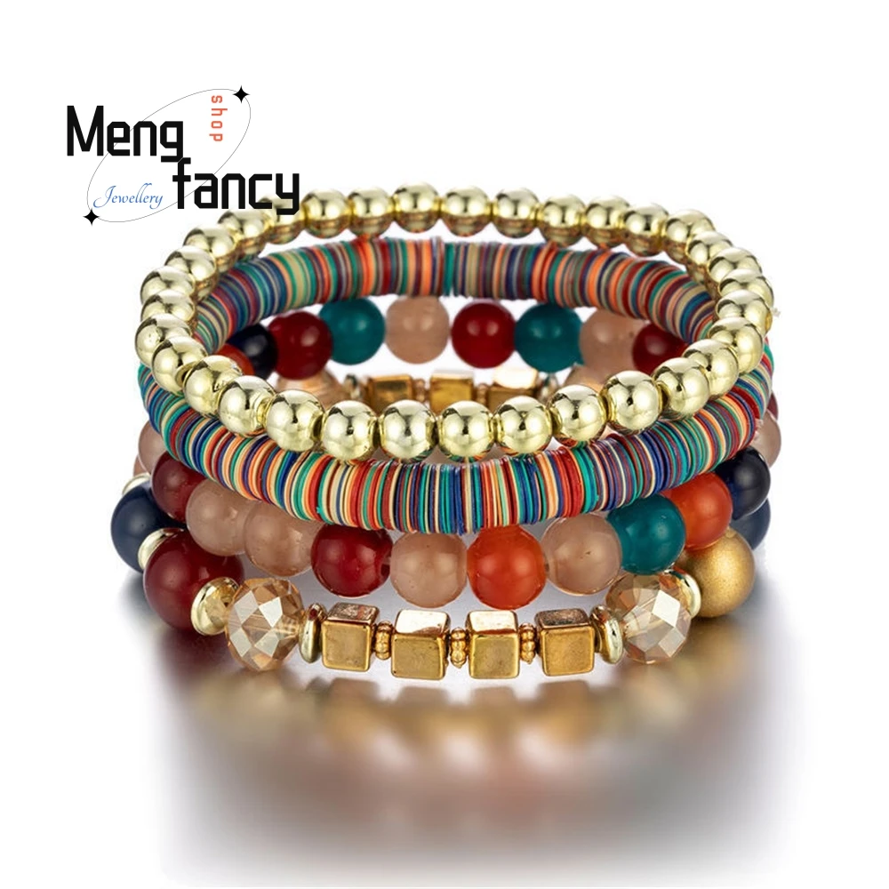 

Wholesale New Women's Jewelry Fashionable And Refreshing Diamond-Shaped Bracelets Multi-Layer Beaded Bracelets Fashion Jewelry