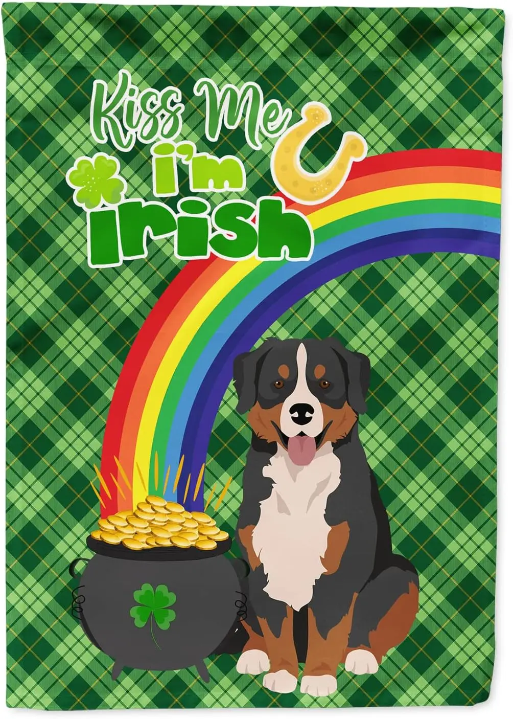 Caroline's Treasures WDK4745GF Bernese Mountain Dog St. Patrick's Day Garden Flag Mailbox Flag Decorative Yard Flag Bann