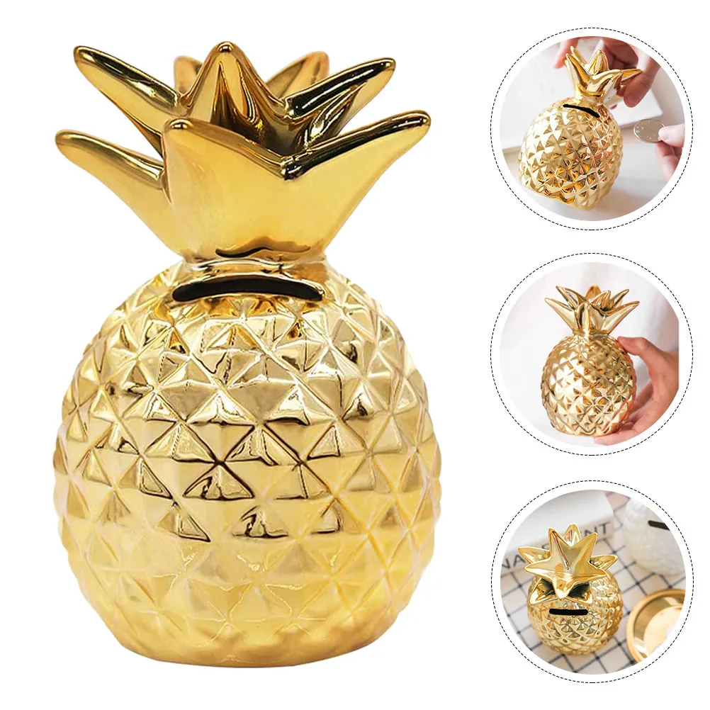 

Керамическая копилка в форме ананаса, детская коробка для монет, декоративная настольная копилка для дома
