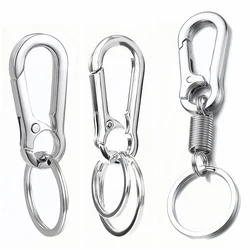 Gourd Buckle Keychains Climbing Hook Stainless Steel Car Strong Carabiner Elastic Spring Keychain Accessories Metal Key Ring