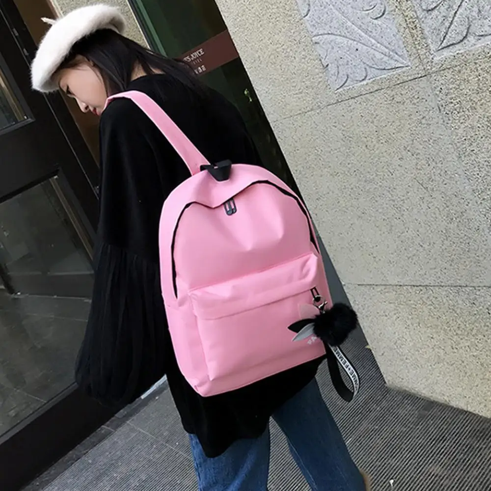Mochila de lona estilo coreano casual para mulheres, mochila escolar para viagens, bolsa de armazenamento