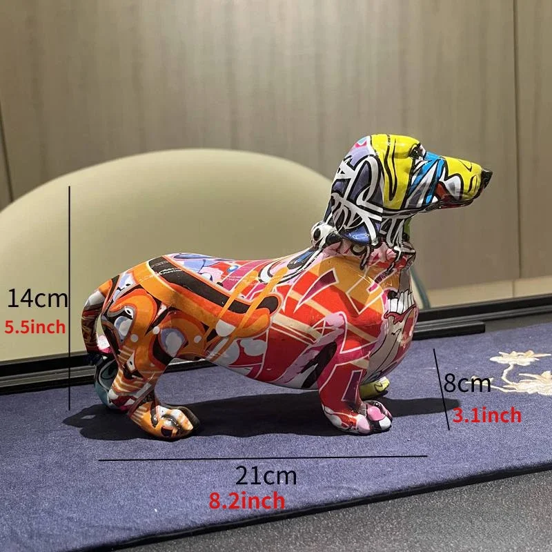 カラフルなアートダックスフント犬の装飾ホームワインキャビネット