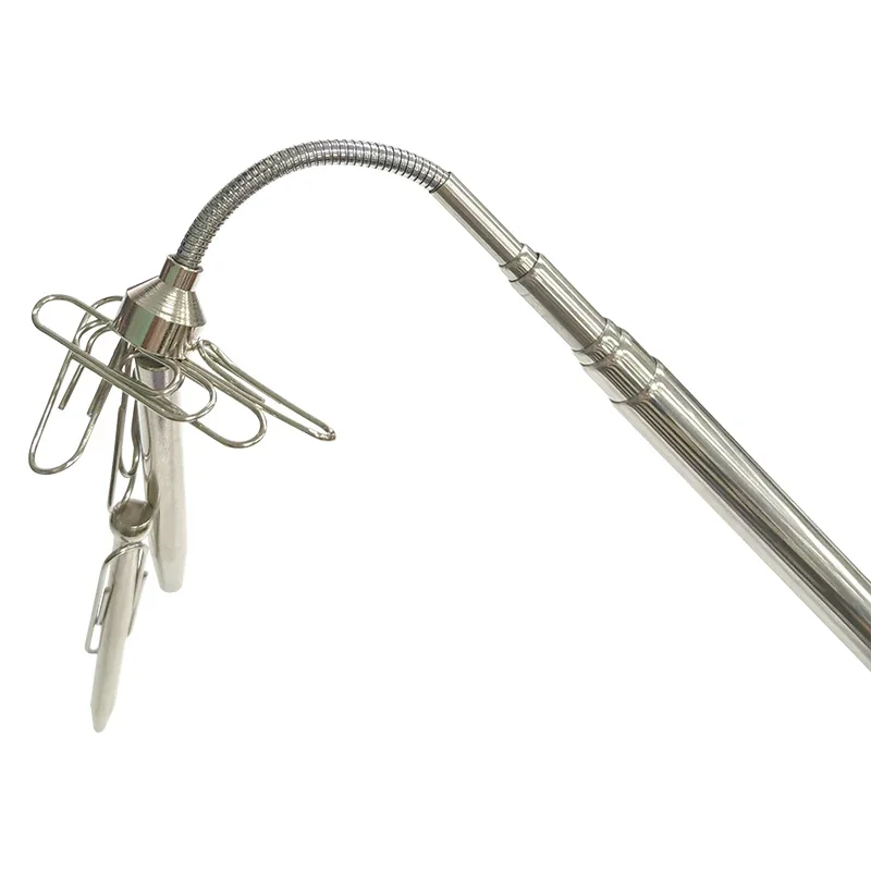 Portátil Rotatable Silver Magnetic Pickup, Pen Clip Retrátil, Magnet Suction Rod, Hand Tool