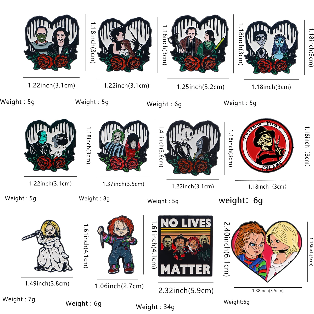 هالوين فيلم الرعب المينا دبابيس كول الكرتون دبابيس للملابس على ظهره التلبيب شارات مجوهرات الأزياء اكسسوارات هدايا