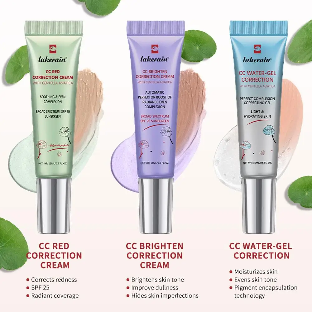 1 Uds WQCentella CC crema 15ml imprimación de maquillaje corrector iluminador poros que minimiza el cuidado de la piel sensible cobertura Natural Base facial