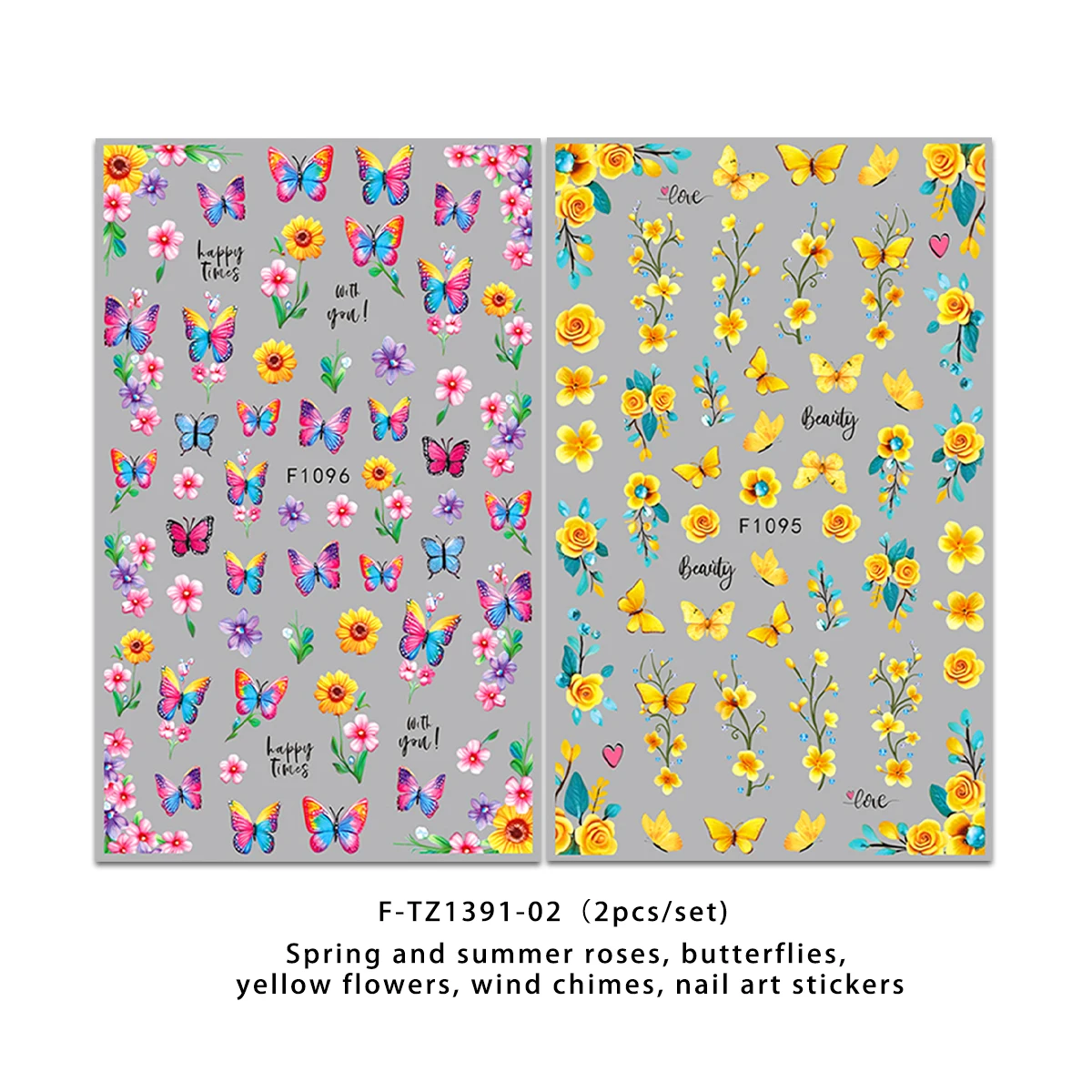 Frühlings- und Sommerblumen-Schmetterlings-Nagelsticker, einfach anzubringen für die Nageldekoration, zum Selbergestalten, als Geschenk, für Partys und zur Gestaltung von Make-up für Hochzeiten. – Detail 10