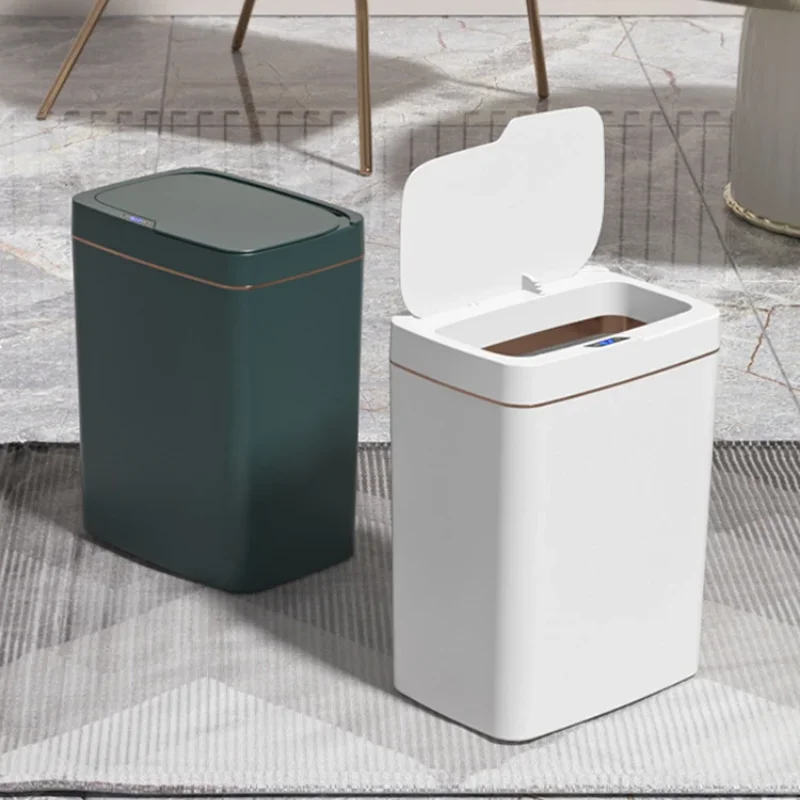 Automatic Bathroom Trash Can Model Smart Bagging Electronic White Touchless Narrow Sensor Garbage Bin Smart Home