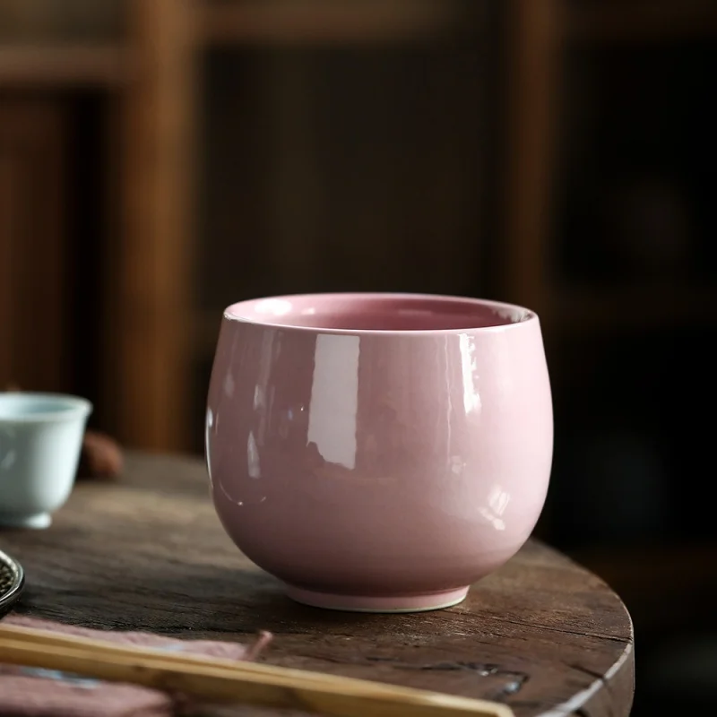 

Pink Gracked Glaze Tea Basin Tea Basin Ceramic Household Jianshui Cup Wash Japanese Small Size Tea Residue Barrel Tea Bucket Mat