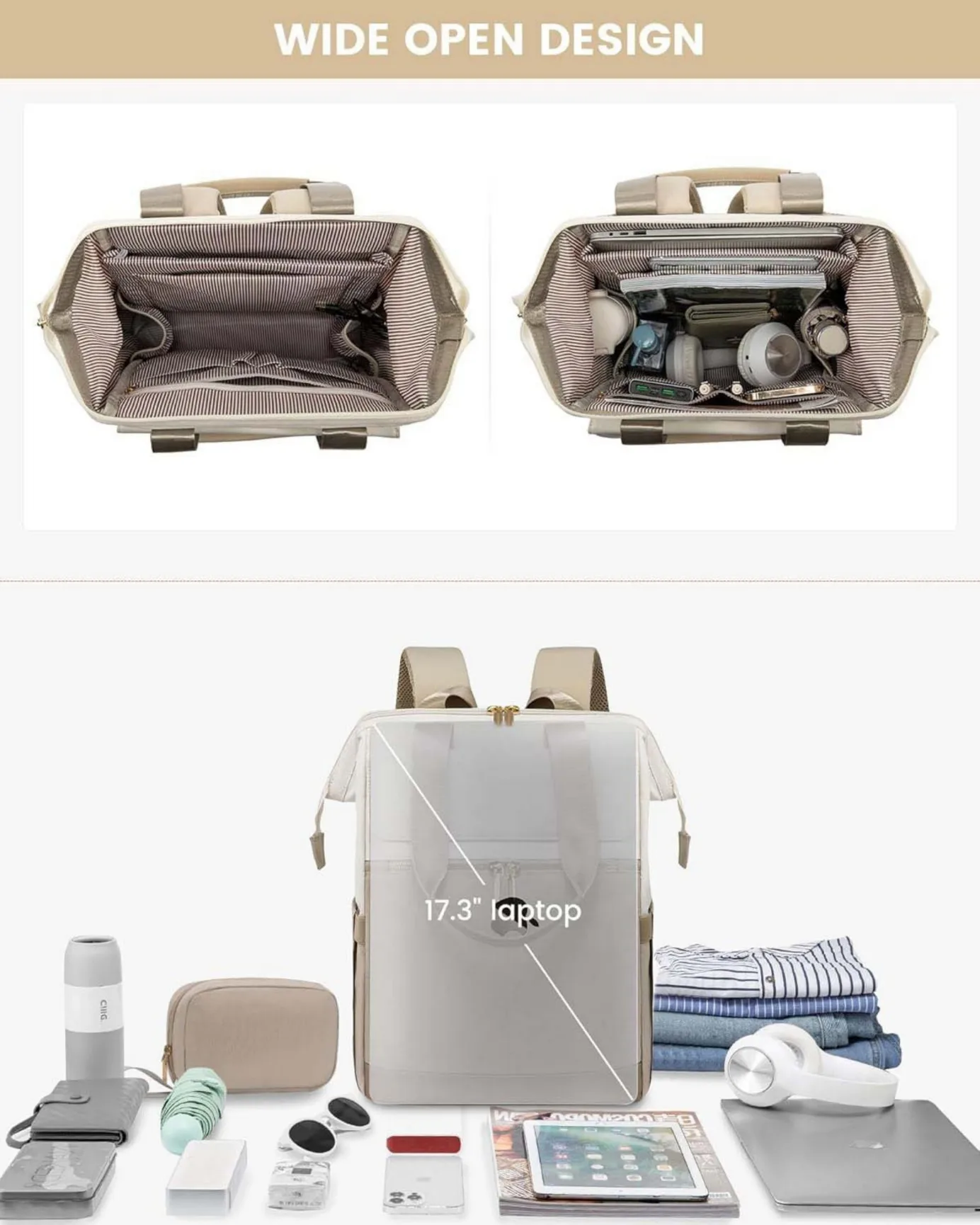 Laptop Backpack for Women, 15.6inch Laptop Bag with USB Port, Waterproof Travel Work Backpack Purse, Anti-Theft Backpacks Casual