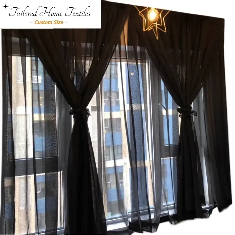 

Custom Size Modern Decoration Window Curtains for Living Dining Room Bedroom Pastoral Romantic Blackout Simple White Tulle