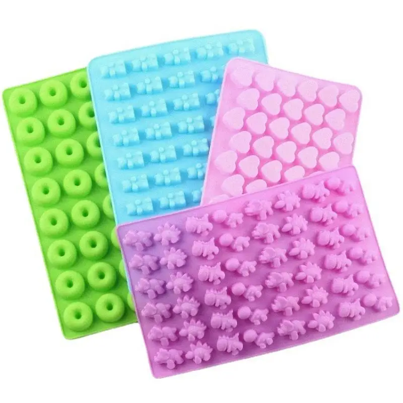 [L] 1/5Pcs Candy Gummy Jelly Trays Molds Kit Candy Silicone Moulds With 2 Dropper Set Reusable Candy Baking Mold Kitchen Tools
