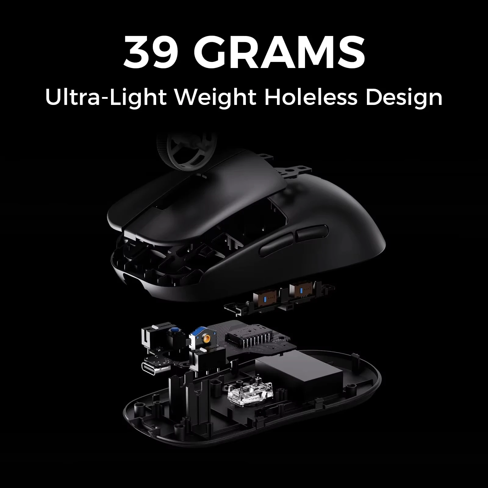 MCHOSE L7 Pro Mouse Gaming Nirkabel PAW3395 Sensor 26K Ganda 8K Polling 39G Ultra-ringan 2.4GHz /BT/Kabel USB LED Kanan