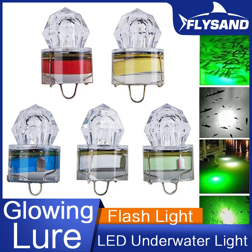 FLYSAND LED Fishing Lamp Underwater Diamond Shape Flash Light Attracting Squid Fishing Lure Tackle Fishing Tools