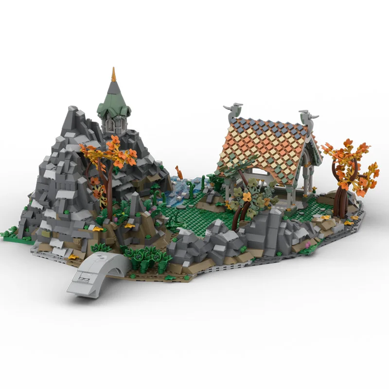 โมเดลบล็อกฉากสถาปัตยกรรมเขตอุทยานเอลฟ์ยุคกลางจากภาพยนตร์เรื่องเริงส์ สำหรับ 10316 246829 moc