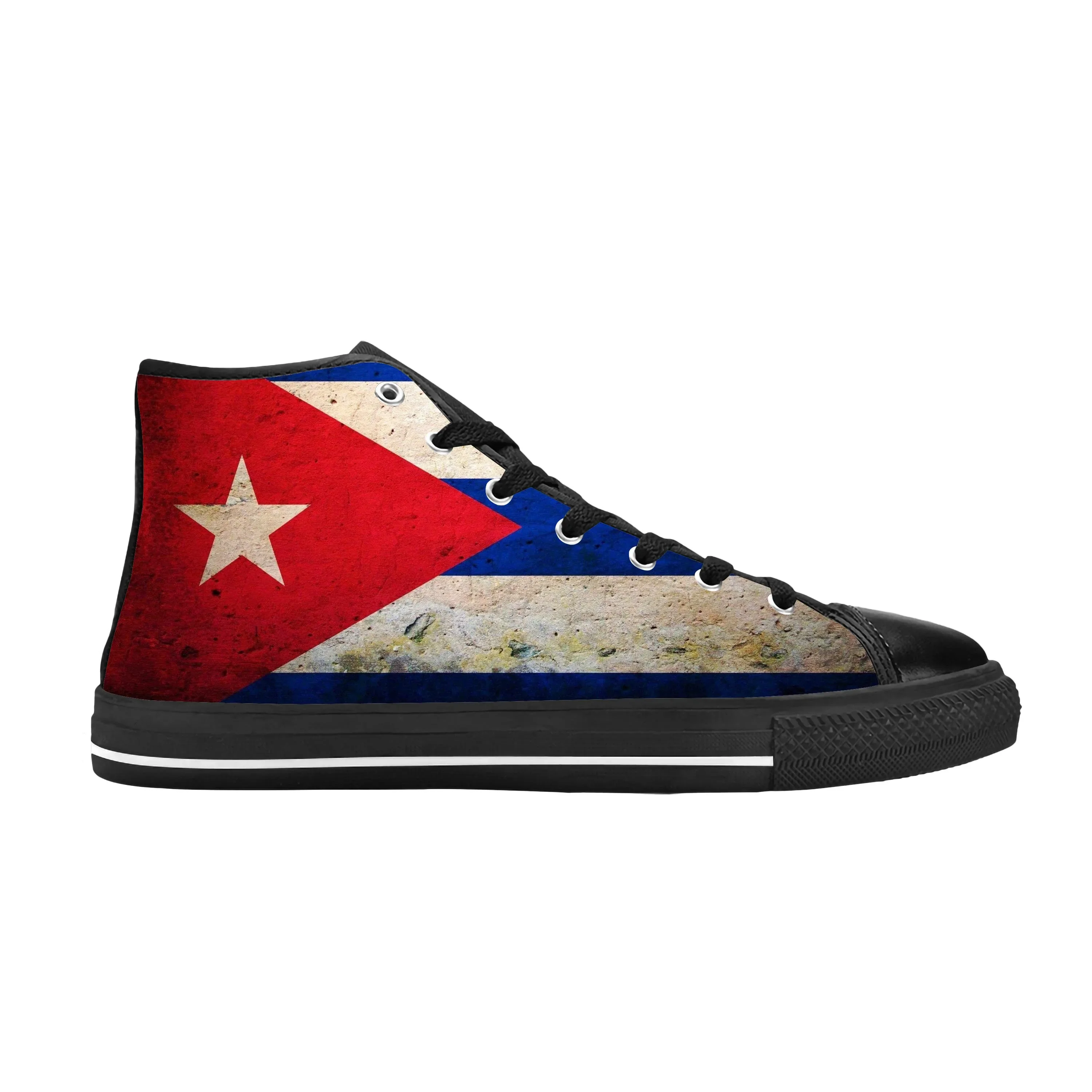 Sapatilhas patrióticas da bandeira cubana para homens e mulheres, sapatos de pano casuais, top alto, confortável, respirável, impressão 3D, orgulho engraçado moda, Cuba quente