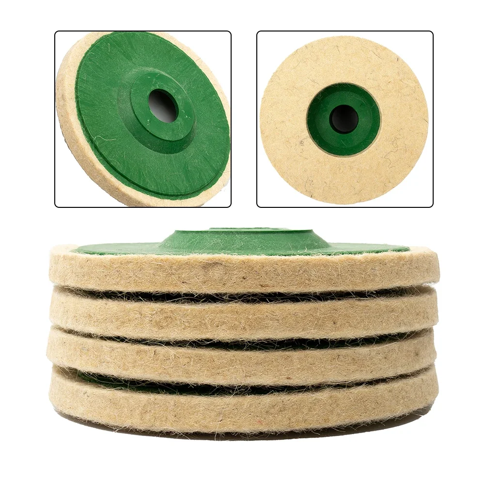 4Pcs 125mm/5Inch Wool Felt Buffing Grinder Wheel Polishing Disc Pad Set Tool For Sanding For Repairing Scratches