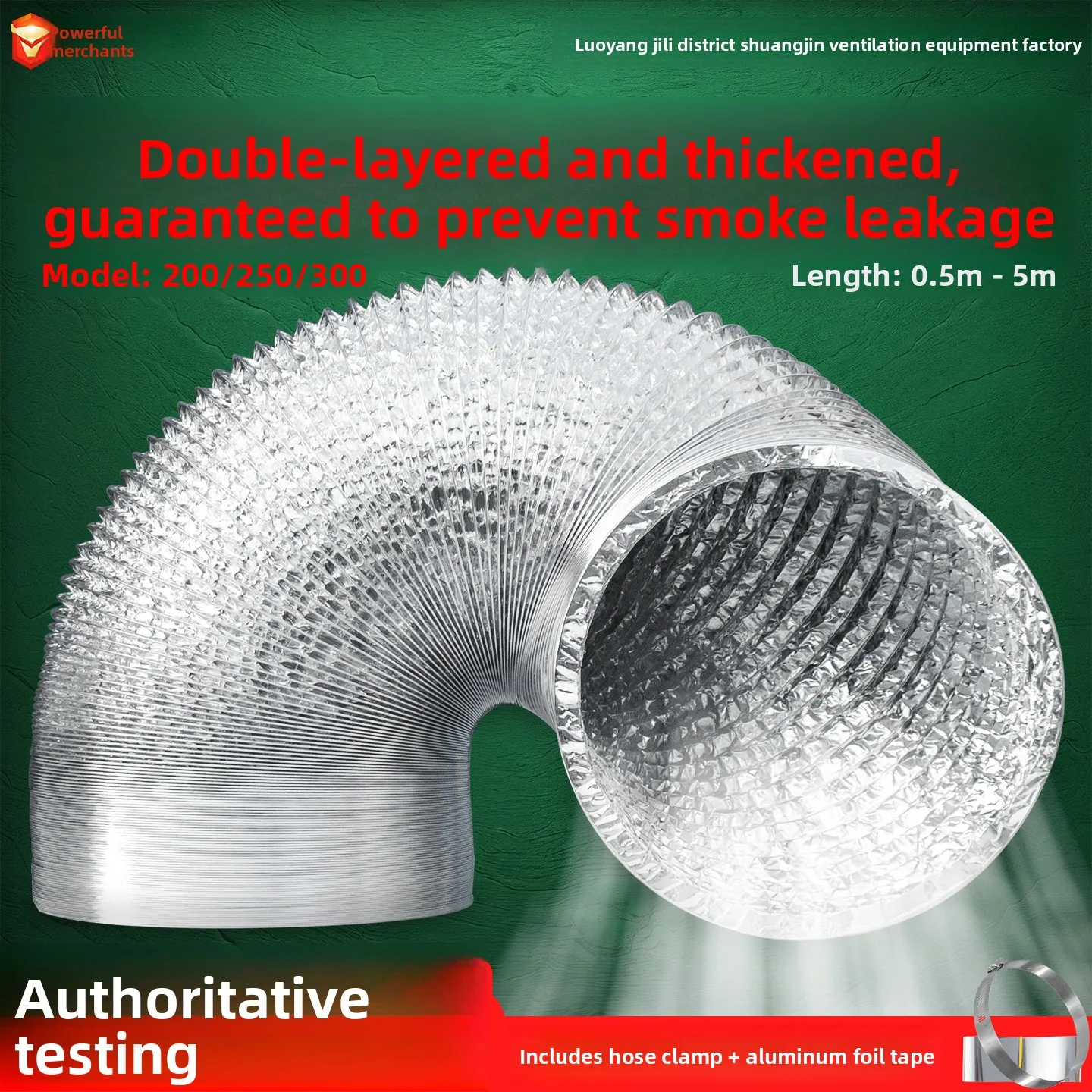 Kitchen Range Hood Exhaust Pipe Aluminum Foil Smoke Duct Universal Thickened Commercial Ventilation Duct Accessories
