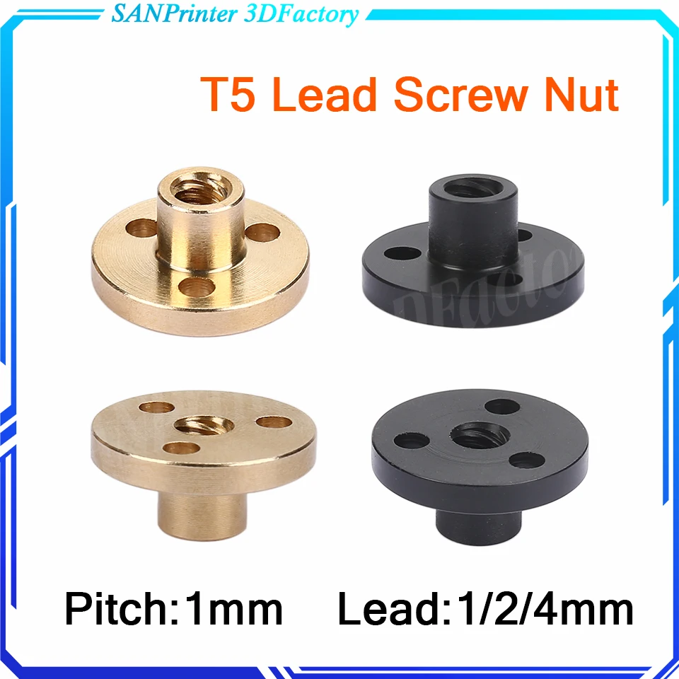 

3d printer T5 screw POM Nut diameter 5mm Pitch 1mm lead 1mm 2mm 4mm T5 Lead Screw Brass Nutfor CNC Parts