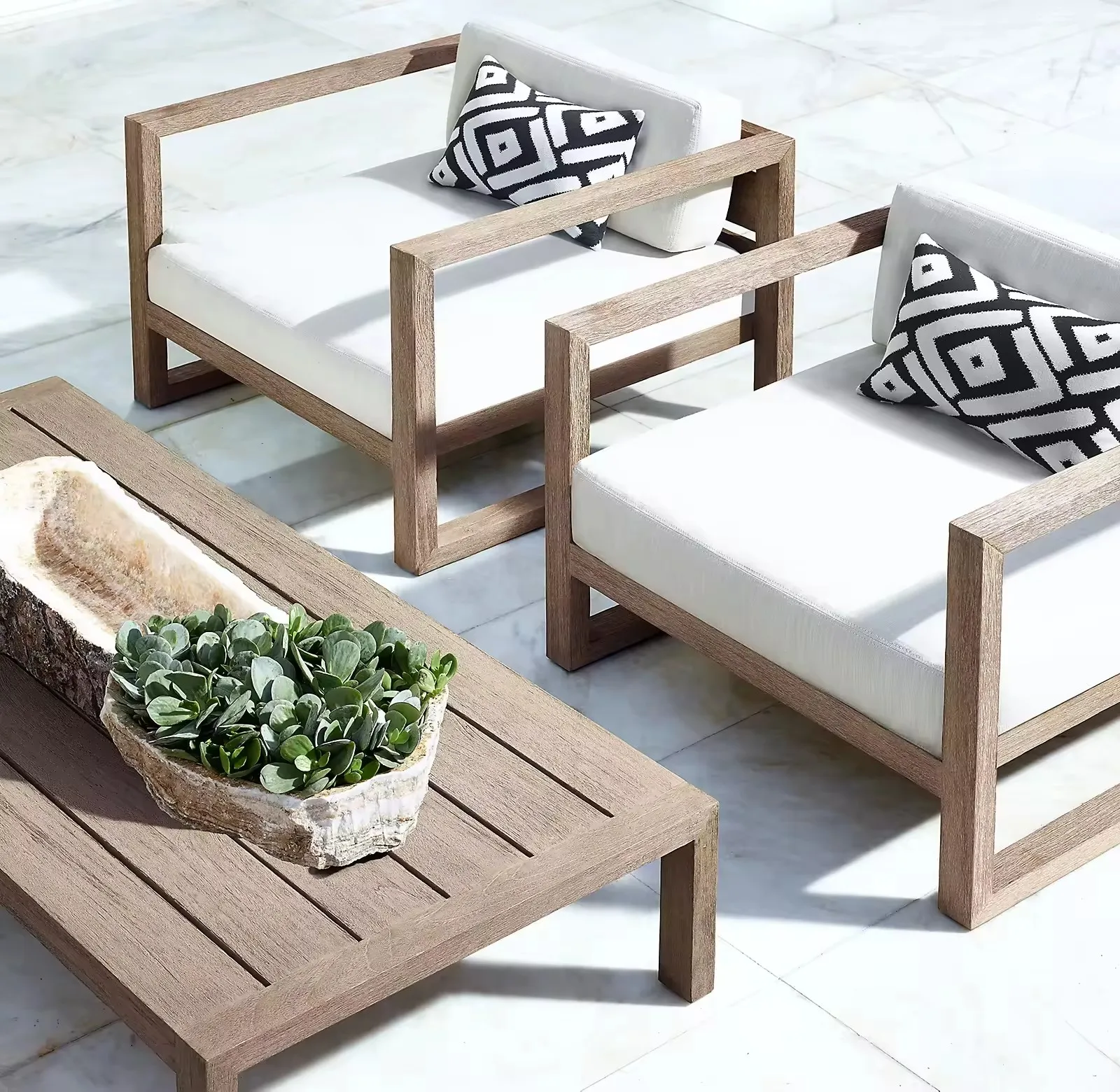 Modernism Design Garden Furniture Solid Wood Teak Sofas Set Patio Poolside Outdoor Furniture