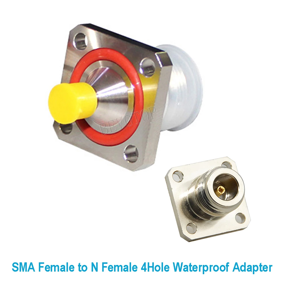 50PCS/lotN Female to SMA Female Waterproof Adapter 4- hole Square Flange Panel Mout RF Coaxial SMA to N Adapter Connectors