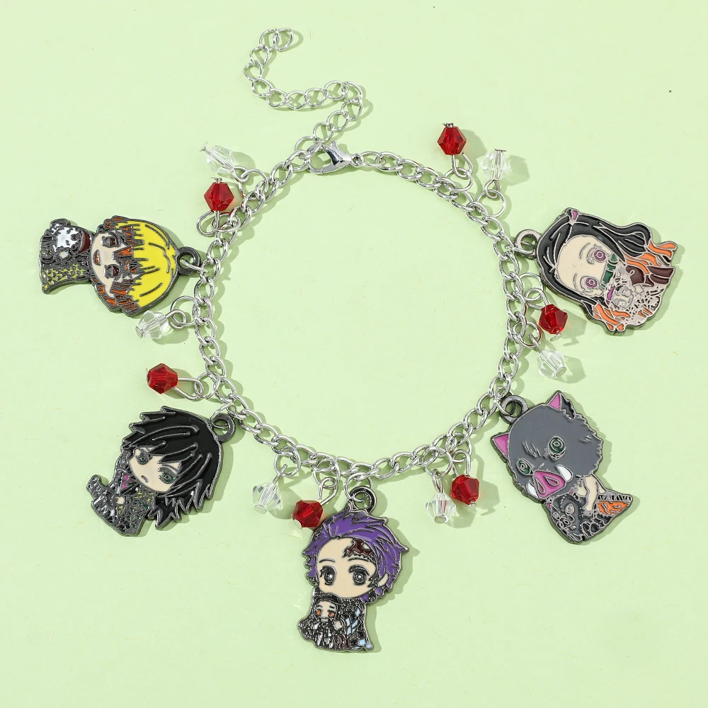 Anime Demon Slayer Adjustable Bracelet Kawaii  Agatsuma Zenitsu  Nezuko Character Pendant Bracelet  for Women Jewelry Toy Gift