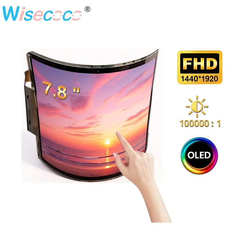 

7,8-дюймовый гибкий сенсорный AMOLED-дисплей 1440x1920, изогнутый складной экран, плата драйвера MIPI, контрастность 100000:1 для промышленных HMI-устройств